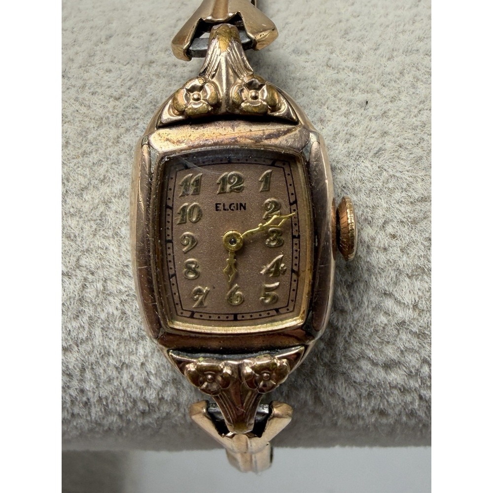 Elgin Working Vintage Manual Wind Ladies Watch 5.5" Gold Plated Band 15MM